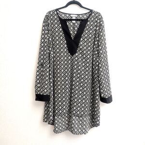 Catherines Plus Size Hi Low Layered-Tunic Black Graphic Print Size 3X